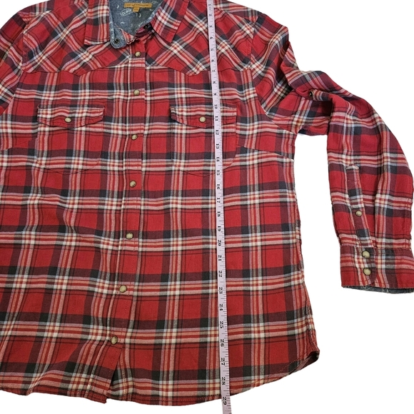 Jachs Girlfriend Snap Button Down Flannel, XXL, Red/White/Blue - Picture 12 of 14